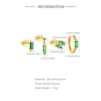 4 Pieces Sterling Silver Zircon Geometric Earrings Ear Studs main image 8