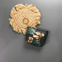 Ethnic Style Coin Purse Retro Coin Bag Large Bag Hanging Ornaments Coin Purse HD Color Printing Creative T-shaped Zipper Small Bag sku image 17