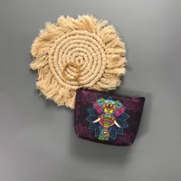 Ethnic Style Coin Purse Retro Coin Bag Large Bag Hanging Ornaments Coin Purse HD Color Printing Creative T-shaped Zipper Small Bag sku image 7