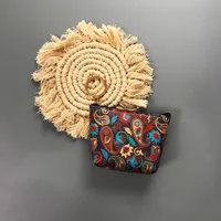 Ethnic Style Coin Purse Retro Coin Bag Large Bag Hanging Ornaments Coin Purse HD Color Printing Creative T-shaped Zipper Small Bag sku image 31