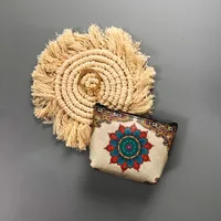 Ethnic Style Coin Purse Retro Coin Bag Large Bag Hanging Ornaments Coin Purse HD Color Printing Creative T-shaped Zipper Small Bag sku image 36