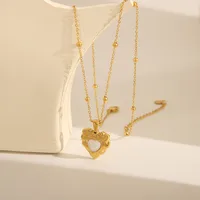 Wholesale Jewelry IG Style French Style Romantic Heart Shape Shell 304 Stainless Steel Acrylic 18K Gold Plated Bracelets Necklace main image 4