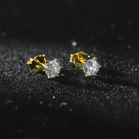 1 Pair White Gold Plated Silver Plated Sterling Silver Zircon Geometric Ear Studs main image 4