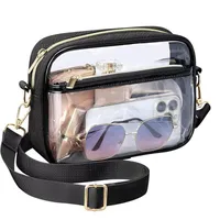 Women's PVC Polyester Solid Color Basic Square Zipper Crossbody Bag Messenger Bag sku image 2