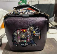 Women's Pu Leather Animal Color Block Vintage Style Square Magnetic Buckle Handbag Crossbody Bag sku image 1