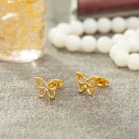 1 Piece Elegant Simple Style Classic Style Butterfly Inlay 304 Stainless Steel Zircon Gold Plated Ear Studs main image 2