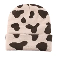 Unisex Retro Classic Style Cow Pattern Leopard Eaveless Wool Cap sku image 2