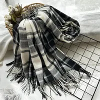 Unisex Casual Simple Style Lattice Imitation Cashmere Tassel Scarf sku image 1
