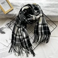 Unisex Casual Simple Style Lattice Imitation Cashmere Tassel Scarf main image 1