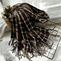Unisex Casual Simple Style Lattice Imitation Cashmere Tassel Scarf sku image 8