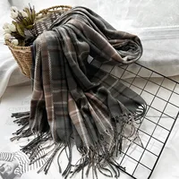 Unisex Casual Simple Style Lattice Imitation Cashmere Tassel Scarf sku image 11
