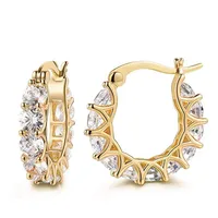 Fashion Full Inlaid Zircon Copper Lace Earrings U-shaped Earrings main image 7