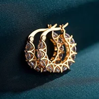 Fashion Full Inlaid Zircon Copper Lace Earrings U-shaped Earrings main image 1