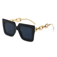 Square Chain High-end Sunglasses  New  Trend Large Frame Street Photo Glasses Frame Personality Women main image 5