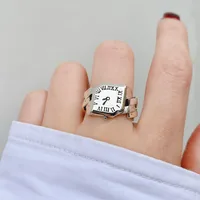 New  Creative Fashion Diamond Watch Decorative Ring Female S925 Thai Silver Couple Tail Ring Index Finger Ring Male main image 4