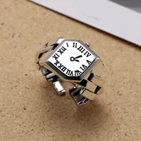 New  Creative Fashion Diamond Watch Decorative Ring Female S925 Thai Silver Couple Tail Ring Index Finger Ring Male main image 5