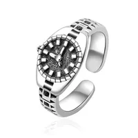New  Creative Fashion Diamond Watch Decorative Ring Female S925 Thai Silver Couple Tail Ring Index Finger Ring Male sku image 2
