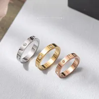 Card Home  5mm Full Nail One Word Six Diamond Diamond Titanium Steel Non-fading Men's And Women's Fashion Stainless Steel Ring main image 1