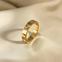 Card Home  5mm Full Nail One Word Six Diamond Diamond Titanium Steel Non-fading Men's And Women's Fashion Stainless Steel Ring main image 2