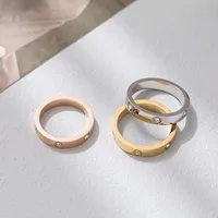 Card Home  5mm Full Nail One Word Six Diamond Diamond Titanium Steel Non-fading Men's And Women's Fashion Stainless Steel Ring main image 3