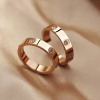 Card Home  5mm Full Nail One Word Six Diamond Diamond Titanium Steel Non-fading Men's And Women's Fashion Stainless Steel Ring main image 4