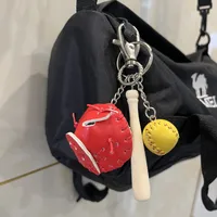 Fashion Baseball Pu Leather Unisex Bag Pendant Keychain sku image 33