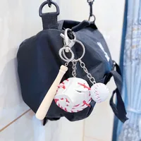 Fashion Baseball Pu Leather Unisex Bag Pendant Keychain sku image 26
