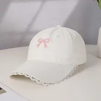 Women's Casual Cute Sweet Bow Knot Embroidery Lace Wide Eaves Curved Eaves Baseball Cap main image 3