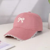 Women's Casual Cute Sweet Bow Knot Embroidery Lace Wide Eaves Curved Eaves Baseball Cap sku image 4