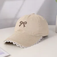 Women's Casual Cute Sweet Bow Knot Embroidery Lace Wide Eaves Curved Eaves Baseball Cap main image 6