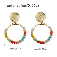 1 Pair Vacation Bohemian Round Heart Shape Patchwork Plating Inlay 304 Stainless Steel Natural Stone 14K Gold Plated Drop Earrings sku image 5
