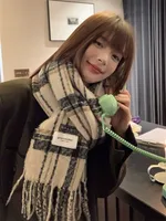 Women's Casual Lattice Imitation Cashmere Tassel Scarf main image 5
