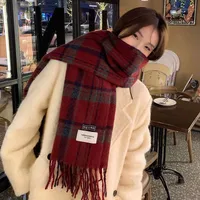 Women's Casual Lattice Imitation Cashmere Tassel Scarf main image 1