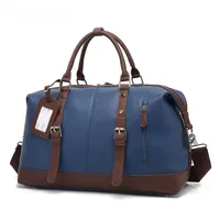 Canvas Travel Bag Men's Imitation Leather PU Outdoor Luggage Travel Fitness Photography Bag Large Capacity Handbag main image 5