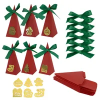 Christmas Triangle Candy Box Gold Card Wedding Sweets Packaging Paper Box Triangle Shaped Wedding Favor Container main image 2