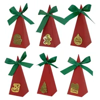 Christmas Triangle Candy Box Gold Card Wedding Sweets Packaging Paper Box Triangle Shaped Wedding Favor Container main image 1