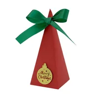 Christmas Triangle Candy Box Gold Card Wedding Sweets Packaging Paper Box Triangle Shaped Wedding Favor Container sku image 1