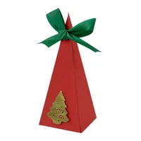 Christmas Triangle Candy Box Gold Card Wedding Sweets Packaging Paper Box Triangle Shaped Wedding Favor Container sku image 2