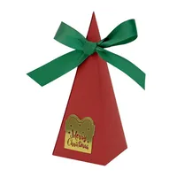 Christmas Triangle Candy Box Gold Card Wedding Sweets Packaging Paper Box Triangle Shaped Wedding Favor Container sku image 4
