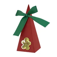 Christmas Triangle Candy Box Gold Card Wedding Sweets Packaging Paper Box Triangle Shaped Wedding Favor Container sku image 3