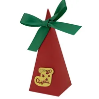 Christmas Triangle Candy Box Gold Card Wedding Sweets Packaging Paper Box Triangle Shaped Wedding Favor Container sku image 5