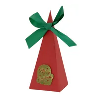 Christmas Triangle Candy Box Gold Card Wedding Sweets Packaging Paper Box Triangle Shaped Wedding Favor Container sku image 6