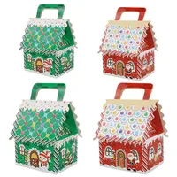 Christmas New Style Handheld Kraft Paper Candy Box Wedding Favor Sweet Sugar House Shaped Box Wedding Celebration Candy Box main image 2