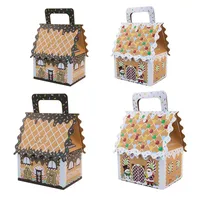 Christmas New Style Handheld Kraft Paper Candy Box Wedding Favor Sweet Sugar House Shaped Box Wedding Celebration Candy Box main image 3