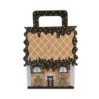 Christmas New Style Handheld Kraft Paper Candy Box Wedding Favor Sweet Sugar House Shaped Box Wedding Celebration Candy Box sku image 2