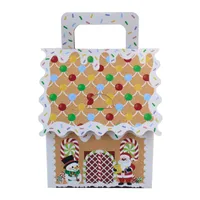 Christmas New Style Handheld Kraft Paper Candy Box Wedding Favor Sweet Sugar House Shaped Box Wedding Celebration Candy Box sku image 3
