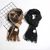 Women's Elegant Plaid Imitation Cashmere Tassel Scarf main image 3