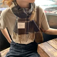 Women's Elegant Plaid Imitation Cashmere Tassel Scarf main image 2