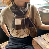 Women's Elegant Plaid Imitation Cashmere Tassel Scarf sku image 1
