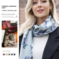 Autumn And Winter New Cashmere Tassel Shawl Fresh Sweet Rose Printed Cold-proof Warm Scarf main image 2